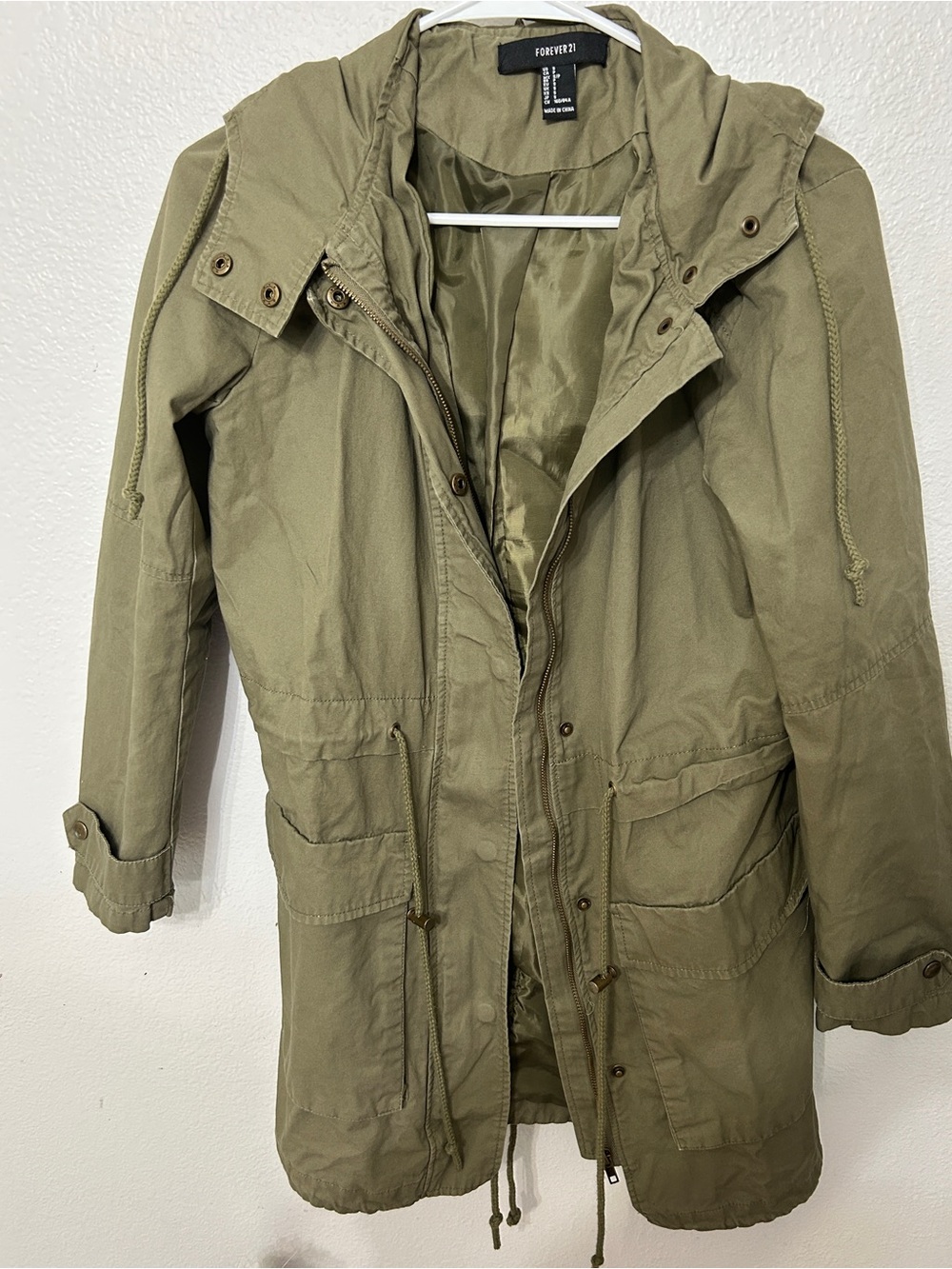 Forever 21 Olive Green Hooded Anorak Parka Jacket Medium